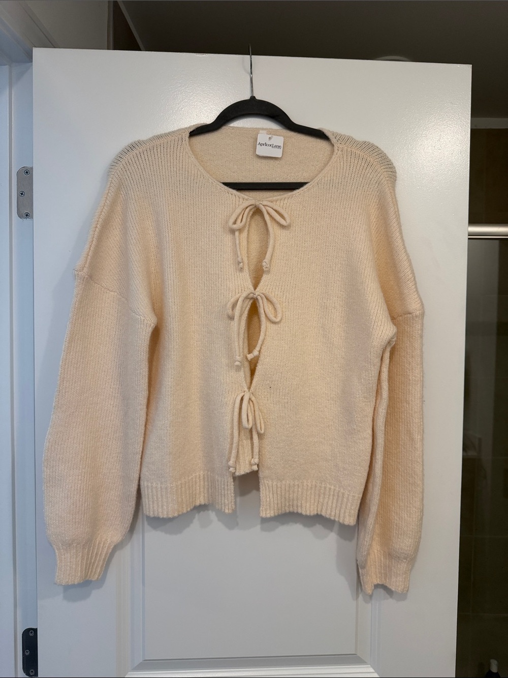Apricot Lane Cream Tie-Front Cardigan Sweater